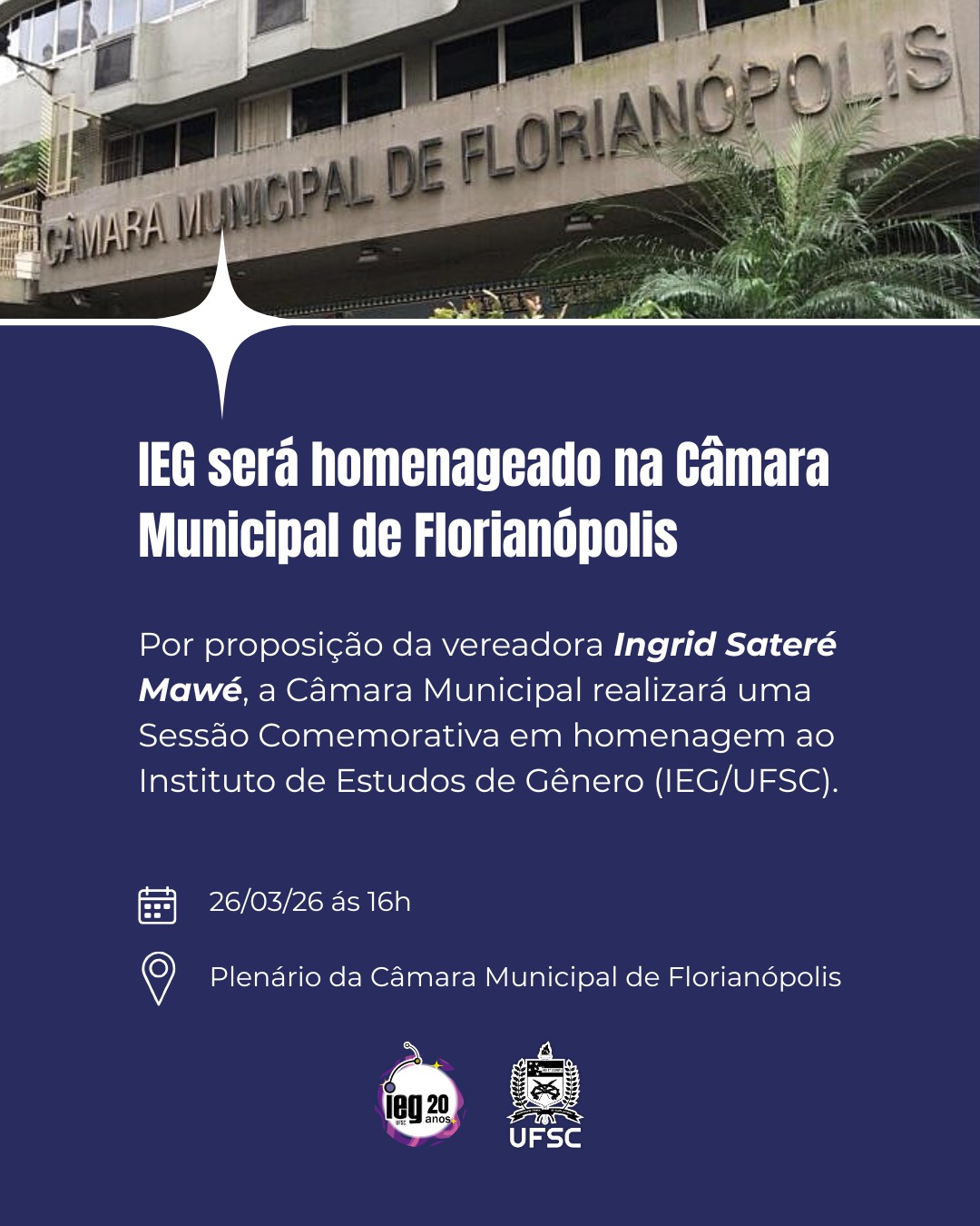 Câmara de Vereadores homenageia os 20 anos do IEG