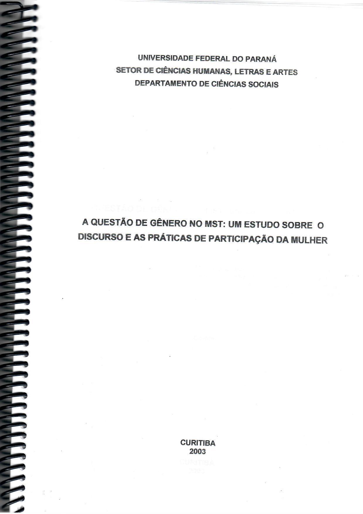 A questão de gênero no MST: um estudo sobre o discurso e as práticas de participação da mulher