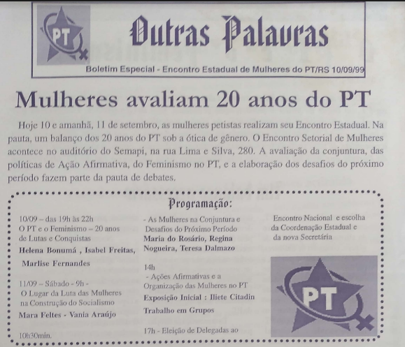 Mulheres Avaliam 20 anos de PT