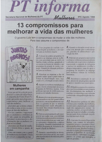 PT informa: 13 compromissos para melhorar a vida das mulheres